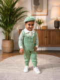 Sage Green / Mint Green Cream White stripes and collar