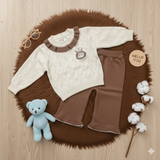 Baby Girl'S Autumn New Cartoon Pattern Knit Round Neck Long Sleeve Top + Pants Two-Piece Set, Perfect for Outdoor, Knitwear, Fall Winter.