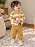 Fabric: Ultra-Soft Premium Acrylic Cotton Knit (Warm & Scratch-Free)Items Included: Striped Bear Sweater, Coordinated Knit Joggers