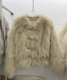 Baby Girls Faux Fur Jacket Coat Grey Winter Warm Button Dress Coats Luxury Furry Plush Snowsuit