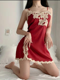 Lace embroidered soft sexy Silk babydoll nightdress sleepwear