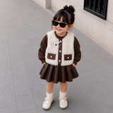 Girls Faux Fur Vest Autumn Winter Fashionable Bow 2