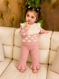 Children's Dot Printed Clothes Set - Sweet Ruffle Sweater Dress