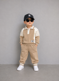 2pcs Boys' Embroidered Casual Street Style Half-Zip Long Sleeve Sweatshirt and Straight Leg Knit Pants Set for Spring/Autumn Daily Outings and School, Perfect for Outdoor