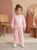 Bubblegum Pink / Soft Rose Pink Clean White Lace and Striping Matching pink trousers with a delicate, sheer tulle lace waistband trim.