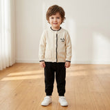 Fabric: Premium Soft Acrylic-Cotton Blend (Completely itch-free and gentle on skin)Items Included: Scallop-Edge Button Cardigan, Matching Black Knit Trousers