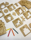 Kids Wooden Alphabet Drawing Stencils