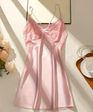 Pink Silk Babydoll With Thong