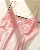 Pink Silk Babydoll With Thong