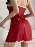 Lace embroidered soft sexy Silk babydoll nightdress sleepwear