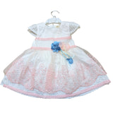 Custom Made Tea Length Lilac Infant Dress With Handmade Flowers And Exquisite Lace Appliques