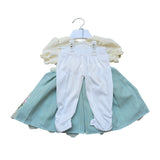 Custom Made Tea Length Lilac Infant Dress With Handmade Flowers And Exquisite Lace Appliques