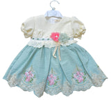 Custom Made Tea Length Lilac Infant Dress With Handmade Flowers And Exquisite Lace Appliques