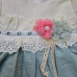 Custom Made Tea Length Lilac Infant Dress With Handmade Flowers And Exquisite Lace Appliques