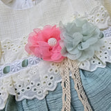 Custom Made Tea Length Lilac Infant Dress With Handmade Flowers And Exquisite Lace Appliques