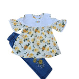 Infant Toddler Baby Girl Clothes Denim Jeans Outfits 2PCS Ruffle Floral Top + Ripped Denim Girls Pants Set 6M-4T, Multicolor,
