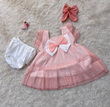 Little Girl Summer New Suspenders Fashion Dress Princess A Line Sleeveless Bowknot