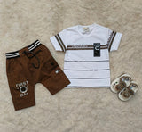 Baby clothes summer children's cartoon short sleeved set boys aged  solid color T-shirt denim