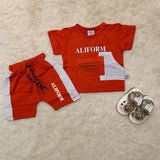Baby clothes summer children's cartoon short sleeved set boys aged&nbsp; solid color T-shirt denim