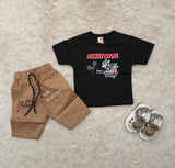 Baby clothes summer children's cartoon short sleeved set boys aged 0-5 solid color T-shirt denim