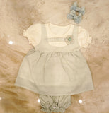 Bold N Elegant Sparkling Flower Princess Crown Embellished Party Twofer Dress Frock For Infant Toddler Knee Length Baby Girl's 02