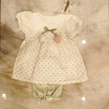Bold N Elegant Sparkling Flower Princess Crown Embellished Party Twofer Dress Frock For Infant Toddler Knee Length Baby Girl's 02