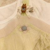 Bold N Elegant Sparkling Flower Princess Crown Embellished Party Twofer Dress Frock For Infant Toddler Knee Length Baby Girl's 02