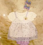 Bold N Elegant Sparkling Flower Princess Crown Embellished Party Twofer Dress Frock For Infant Toddler Knee Length Baby Girl's 01