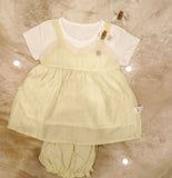 Bold N Elegant Sparkling Flower Princess Crown Embellished Party Twofer Dress Frock For Infant Toddler Knee Length Baby Girl's 02