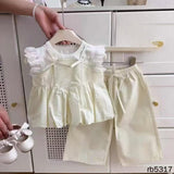 Zidan Selection +3pc Wide Shoulder Dress and Shorts Set for Girls Summer Lightweight Outfit for Outdoor