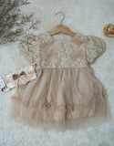 Baby Girls Causal Dress With Hair Band Cute Chic Floral Embroidery Mesh Dress Elegant Stylish Dress For Infant Girls'