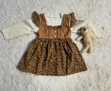 New Cute Leopard Print Baby Girl Dress For Spring And Autumn, Fake Two Long Sleeved Children'S Clothes (9 Months -3 Years Old)