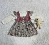 New Cute Leopard Print Baby Girl Dress For Spring And Autumn, Fake Two Long Sleeved Children'S Clothes (9 Months -3 Years Old)