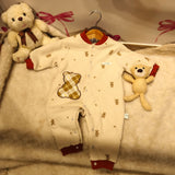 Baby  Winter Outfit - Beige & Brown Teddy Bear Onesie with Hood, Soft Non-Stretchy Romper for Newborns, Easy-diaper-change, Fall/Winter Clothing