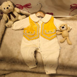 Baby Girls Clothes With koti  Autumn Newborn Babe Double Layer Jumpsuit 0-2Y Cute Bow Peter Pan Collar Romper Sweet Infant Outwear