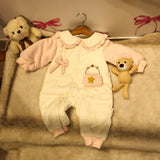 MILANCEL Baby Girls Clothes Autumn Newborn Babe Double Layer Jumpsuit 0-2Y Cute Bow Peter Pan Collar Romper Sweet Infant Outwear