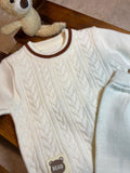 Boys' Autumn and Winter Sweater Set with Knitwear Two-Piece Warm Round Neck Sweaters and Pants, Perfect for Outdoor