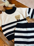 Boys' Autumn and Winter Sweater Set with Knitwear Two-Piece Warm Round Neck Sweaters and Pants, Perfect for Outdoor