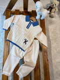 2pcs Boys' Embroidered Casual Street Style Half-Zip Long Sleeve Sweatshirt and Straight Leg Knit Pants Set for Spring/Autumn Daily Outings and School, Perfect for Outdoor