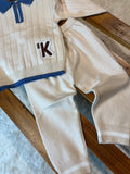 2pcs Boys' Embroidered Casual Street Style Half-Zip Long Sleeve Sweatshirt and Straight Leg Knit Pants Set for Spring/Autumn Daily Outings and School, Perfect for Outdoor