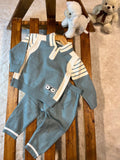 2pcs Boys' Embroidered Casual Street Style Half-Zip Long Sleeve Sweatshirt and Straight Leg Knit Pants Set for Spring/Autumn Daily Outings and School, Perfect for Outdoor