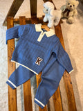 2pcs Boys' Embroidered Casual Street Style Half-Zip Long Sleeve Sweatshirt and Straight Leg Knit Pants Set for Spring/Autumn Daily Outings and School, Perfect for Outdoor