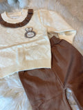 Baby Girl'S Autumn New Cartoon Pattern Knit Round Neck Long Sleeve Top + Pants Two-Piece Set, Perfect for Outdoor, Knitwear, Fall Winter.