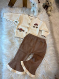 Baby Girl'S Autumn New Cartoon Pattern Knit Round Neck Long Sleeve Top + Pants Two-Piece Set, Perfect for Outdoor, Knitwear, Fall Winter.