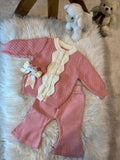 Baby Girl'S Autumn New Cartoon Pattern Knit Round Neck Long Sleeve Top + Pants Two-Piece Set, Perfect for Outdoor, Knitwear, Fall Winter.
