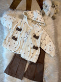 3pcs Spring And Autumn Girl  Set Soft, Warm And Comfortable Fabric Cute Bow Design Suitable for  Babies to Wear Indoors And Outdoors Can Be Given As a Gift, for Outdoor