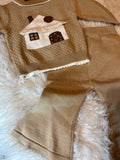 Winter Girls' Sweet Bow Top Warm Long Sleeve Fashion Round Neck Sweater Set