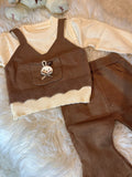 Winter Girls' Sweet Bow Top Warm Long Sleeve Fashion Round Neck Sweater Set