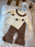 Girls' Fashion Casual Blend Knitted Set for Girls 3, Round Neck, Long Sleeves,&nbsp; Bunny Embellished&nbsp; Sweater Pants Two-Piece Set, Elegant And Sweet, Suitable for Outdoor&nbsp;