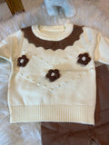 Girls' Fashion Casual Blend Knitted Set for Girls 3, Round Neck, Long Sleeves,&nbsp; Bunny Embellished&nbsp; Sweater Pants Two-Piece Set, Elegant And Sweet, Suitable for Outdoor&nbsp;